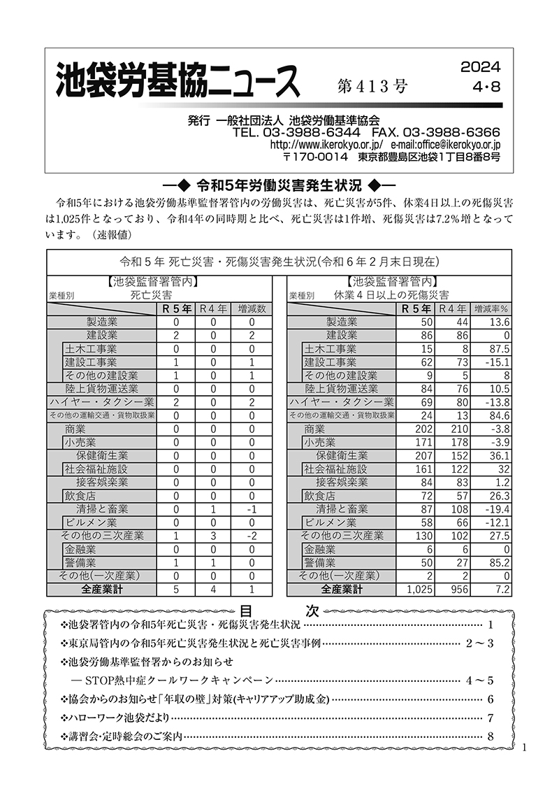 池袋労基協ニュース第413号（2024年4月8日発行）