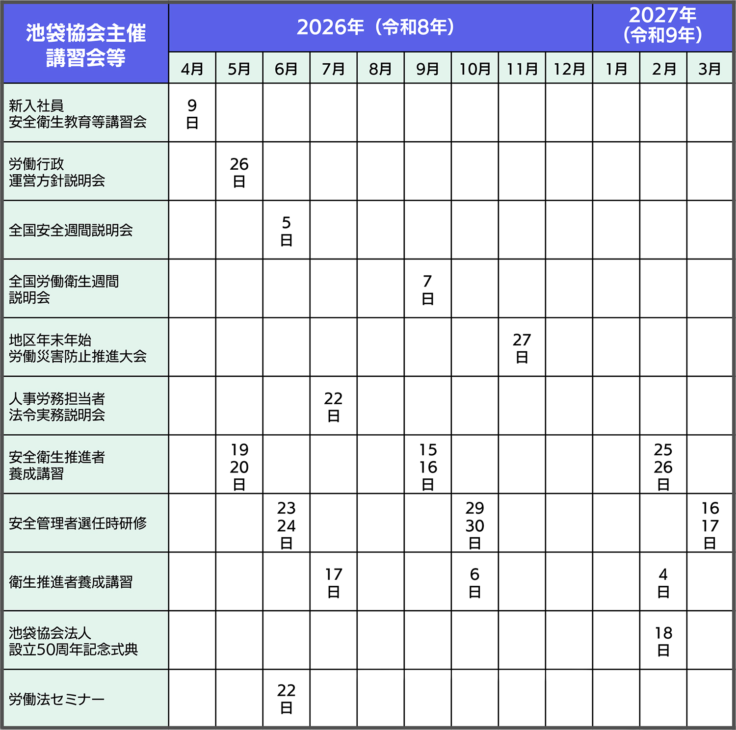 令和6年度講習会等・協会行事実施と計画
